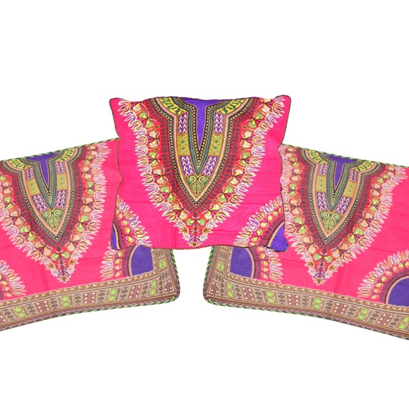 3 Pieces Dashiki Pillow case/Throw set  Pillow Cover Only - Picture 1 of 7